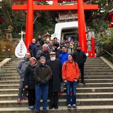 江の島で河津桜と富士山を楽しむ